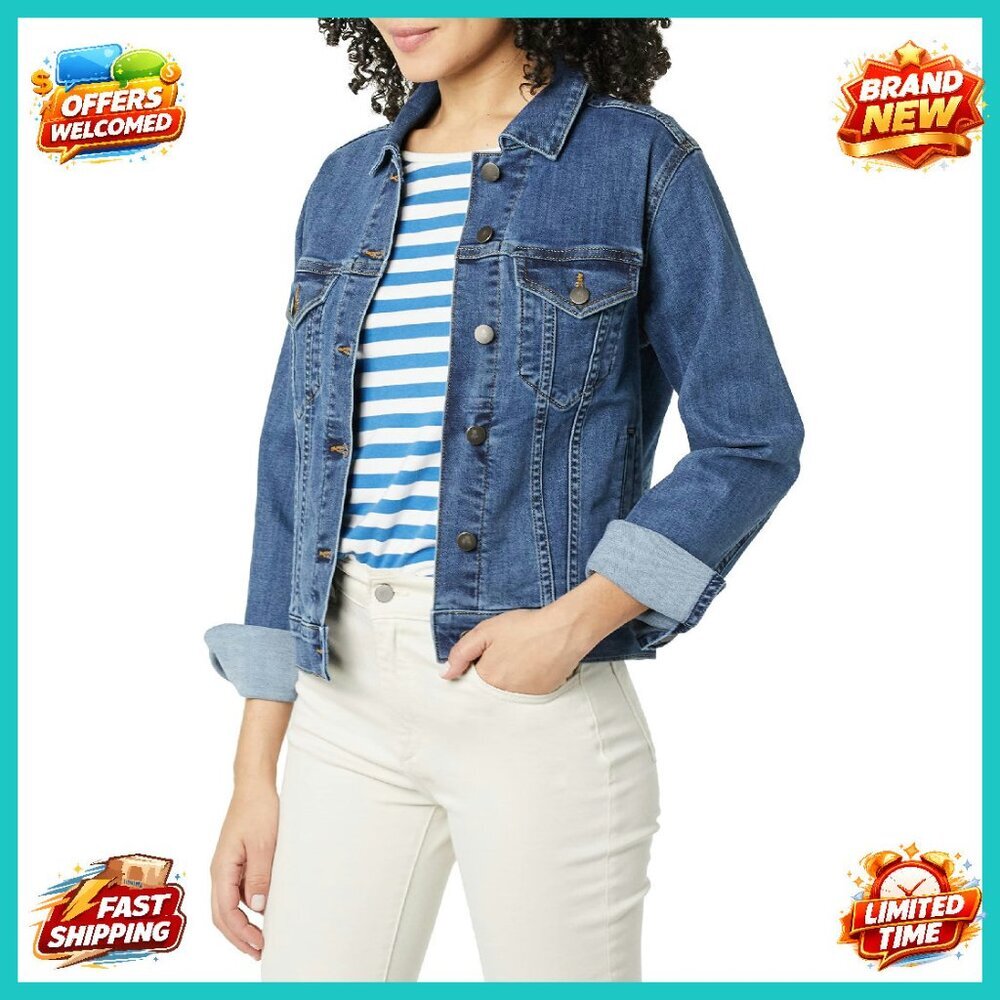 Plus Size Denim Jacket, High Stretch, Regular Fit… - image 1